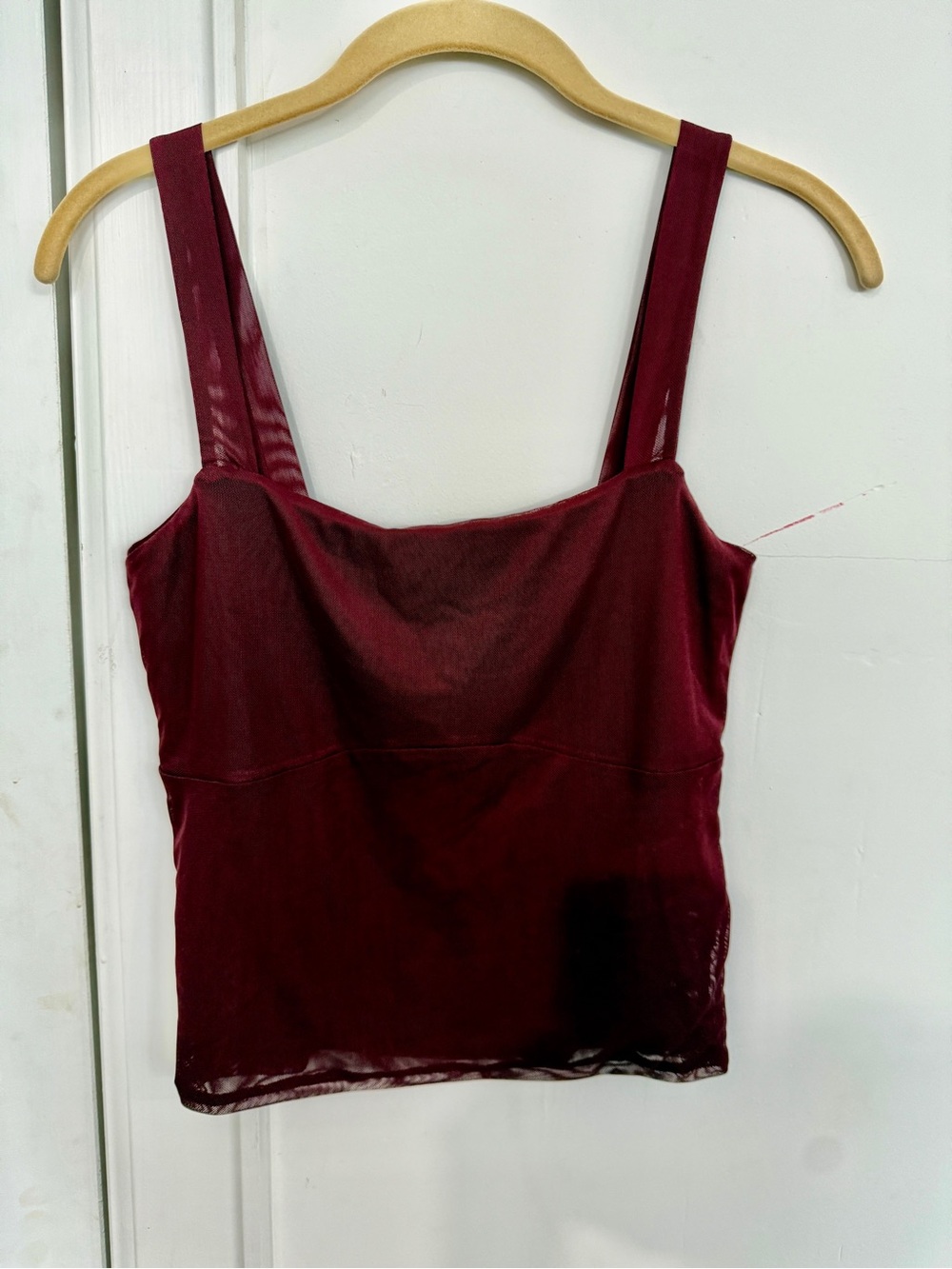 Cotton On Burgundy Brooke Mesh Cami Tank Top - Size Small